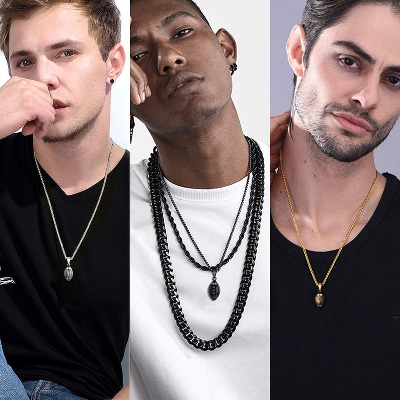 PROSTEEL Gold Plated Soccer American Football Necklaces Stainless Steel Pendant Chain Men Sport Fan Jewelry Soccer Charm Necklace - Image 3